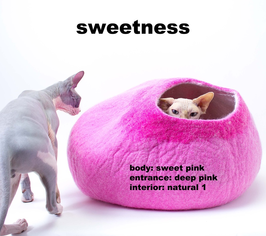  Wool Cat Cave Bed in Pink